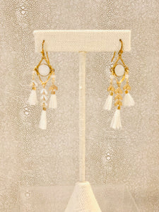 Mini tassels and moonstone earrings